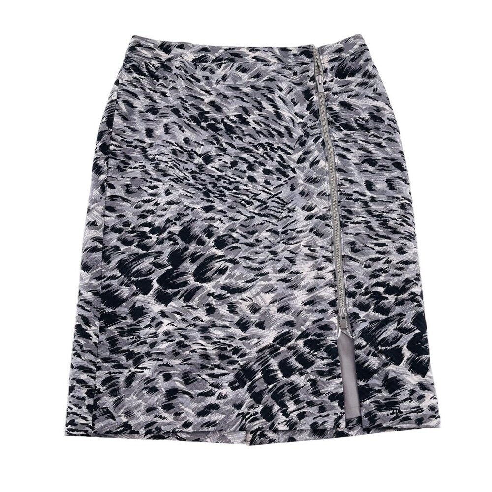 Talbots Womens Pencil Skirt Size 10 Black & White Animal‎ Print 100% Cotton